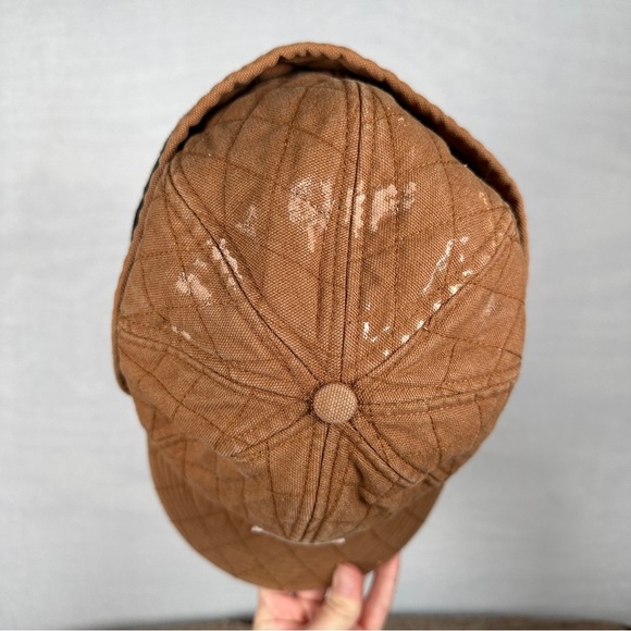 Carhartt Brown Quilted Cap vintage tan winter insulated ball baseball hat - Picture 8 of 12